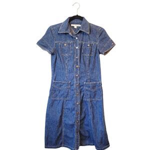 Tommy Hilfiger Women's Blue Denim Patch Pocket Cargo Dress Size 4